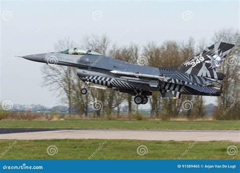 RBAF F-16 with Special Tail Art Landing at Frisian Flag Editorial Image - Image of military ...