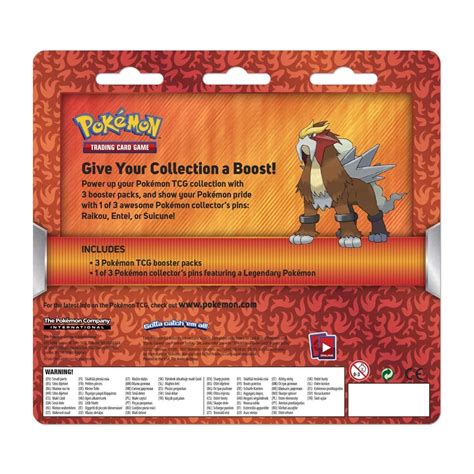 Pokémon TCG 3 Booster Packs Entei Collector s Pin Pokémon Center