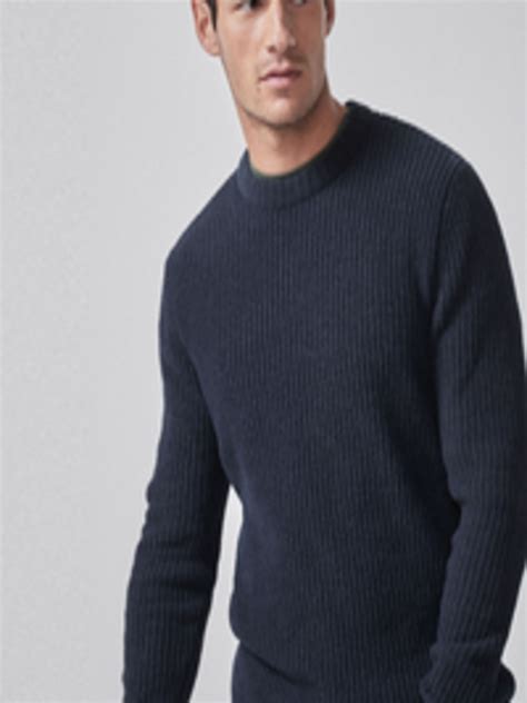 Buy Next Men Navy Blue Solid Pullover Sweater Sweaters For Men 10900632 Myntra