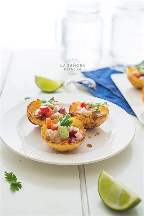 Recetas De Canastas De Tostones Fritos Rellenos De Ceviche Con Mayonesa