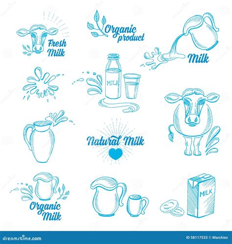 Natural Milk Symbol Or Logo Milk Pouring From A Bottle With Splashes