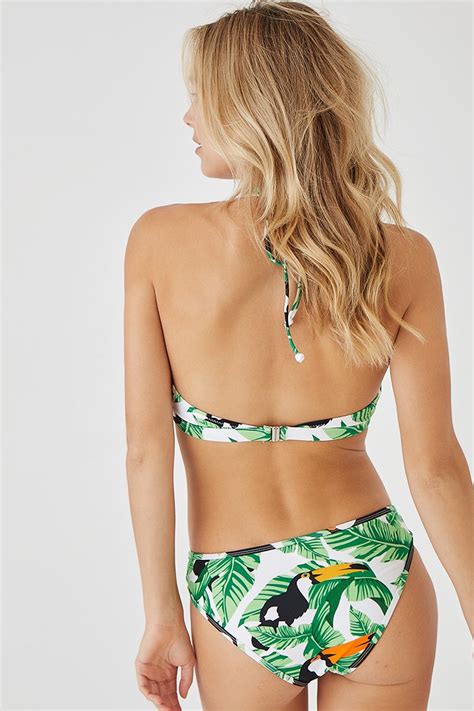 Leaves And Parrots Halter Bikini Cupshe Au