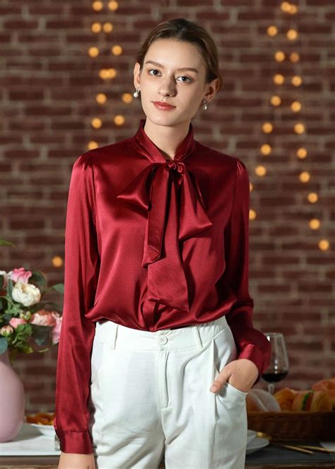 Bow Tie Neck Silk Blouse Bow Tie Blouse Blouse Beautiful Blouses