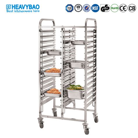 Heavybao Double Row Stainless Steel Food Tray Trolley China Service