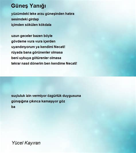 Güneş Yanığı Şiiri Yücel Kayıran