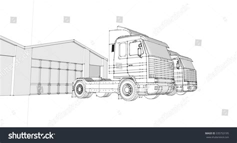 Hand Draw Sketch Trucks Warehouse 스톡 일러스트 335753195 Shutterstock