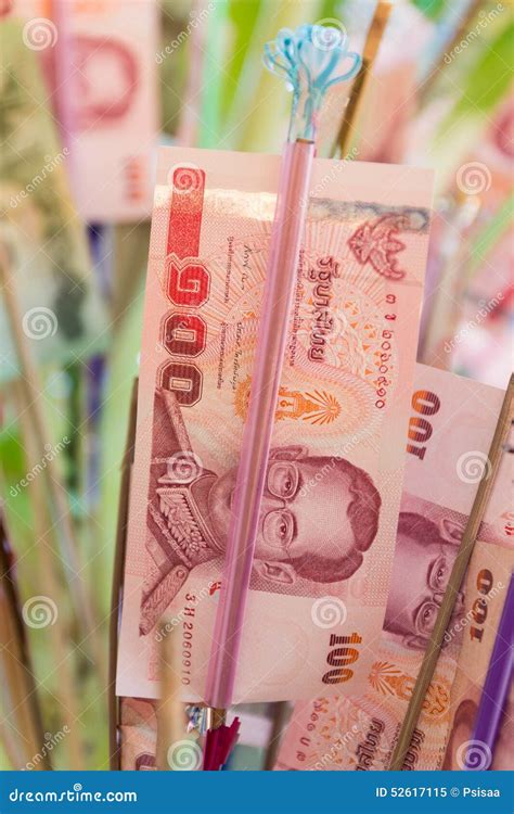 Thailand Hundred Baht Banknote That Buddhist People Donate For T Stock