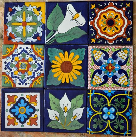 9 Azulejos Mexicanos Pintado A Mano 4x4 Azulejos Mexicanos Azulejos