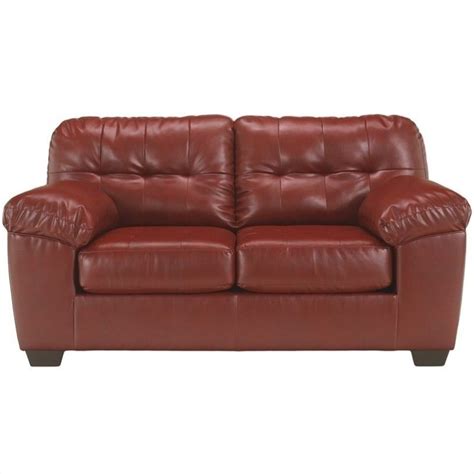 Ashley Furniture Alliston Leather Loveseat in Salsa - 2010035