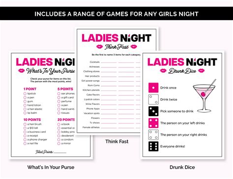 Ladies Night Games Printable Game Bundle For A Girls Etsy Canada