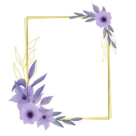 Rectangle Wedding Frame With Purple Flower, Wedding, Wedding Borders ...