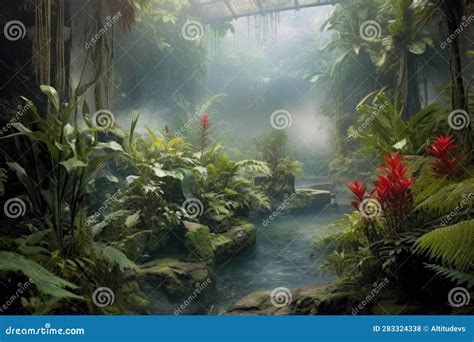 Misty Hot Spring Surrounded By Lush Greenery Stock Photo Image Of Relaxation Scenery
