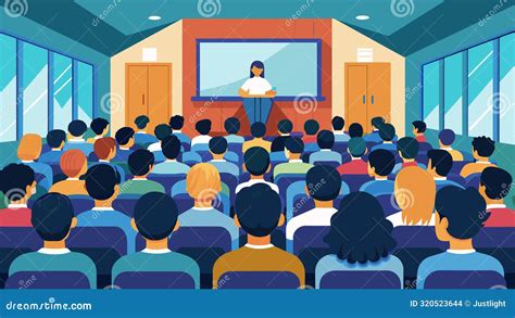 In A School Auditorium Students Eagerly Take Notes As A Documentary ...