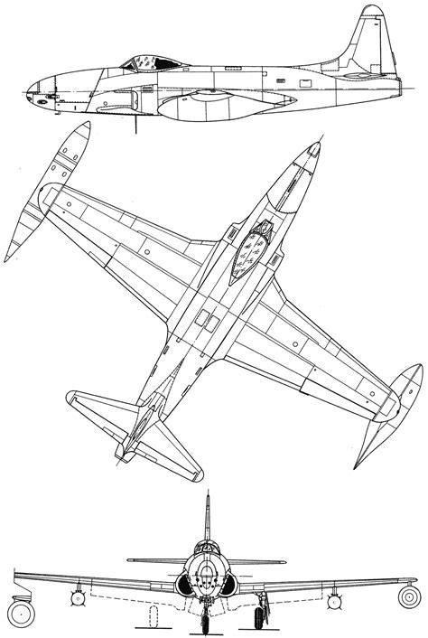 Lockheed P-80 Shooting Star Blueprint - Download free blueprint for 3D modeling