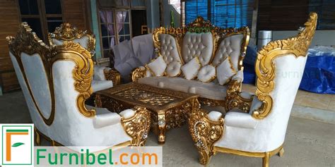 Jual Set Kursi Tamu Sofa Ukir Mewah Emas Jok Busa Tebal