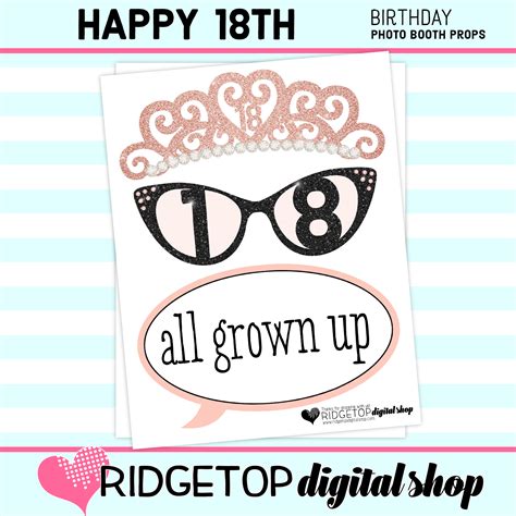 18th Birthday Rose Gold Photo Booth Props • Ridgetop Digital Shop