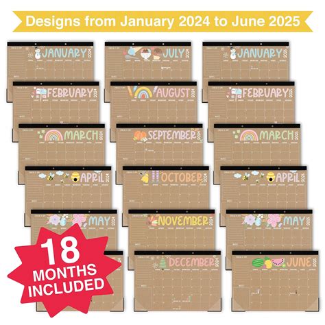 Snapklik Hadley Designs Doodle Large Desk Calendar 2024 2025