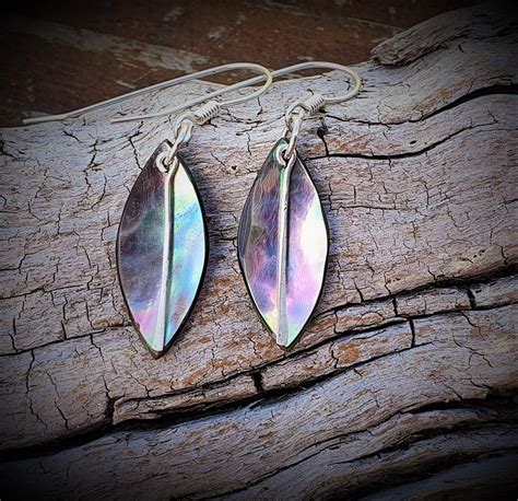 New Zealand Paua Shell Sterling Silver Earrings Felt