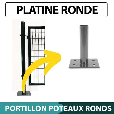 Platine pour Portillon Grillagé Gris Section Ronde Ø 60mm