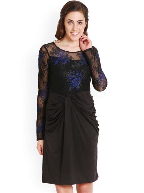 Buy Soie Black Embroidered Sheath Dress - Dresses for Women 1117833 | Myntra