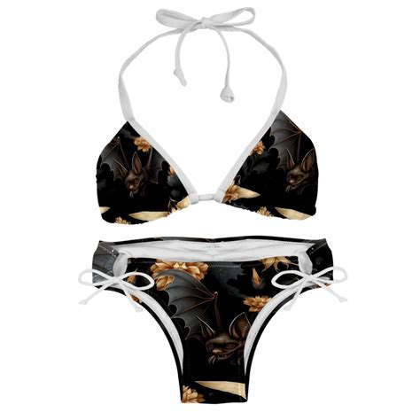 Bats Detachable Sponge Adjustable Strap Bikini Set Two Pack Swim Suit