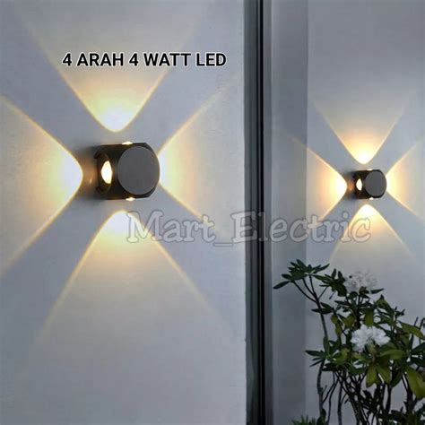 Jual LAMPU DINDING TAMAN LED KOTAK 4 ARAH 4 WATT WALL LIGHT MINIMALIS