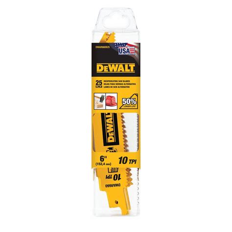 Dewalt 10 Teeth Per Inch 6 In Blade Lg Reciprocating Saw Blades