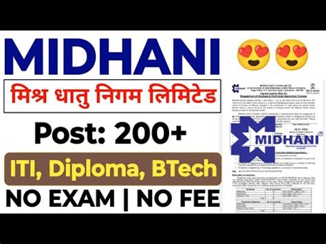 Midhani Recruitment Midhani Iti