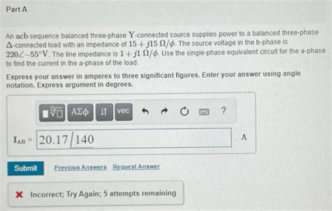 Solved Part A An Acb Sequence Balanced Three Phase