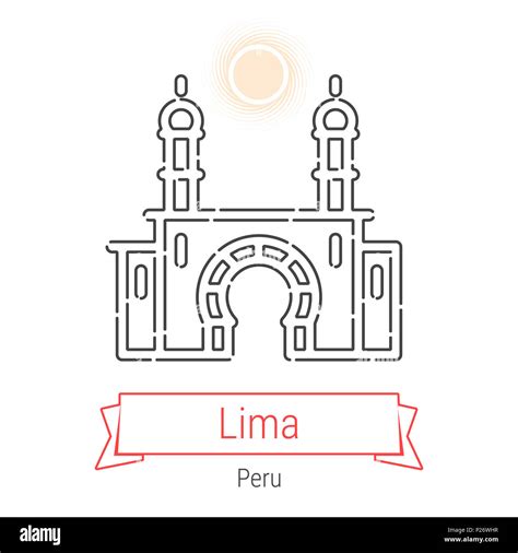 Lima Per Line Icono Con Una Cinta Roja Aislado En Blanco Lima