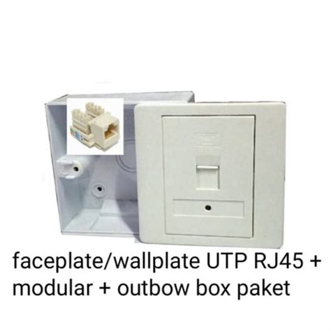 Jual Faceplate Wallplate Utp Rj Modular Outbow Box Paket