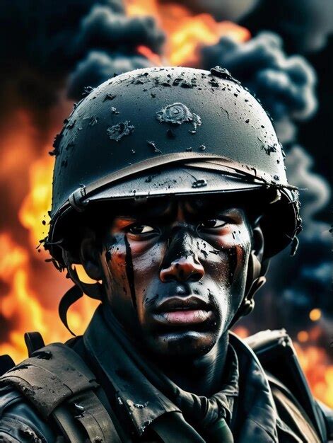 Premium Photo | Brave Soldier Amidst the Flames