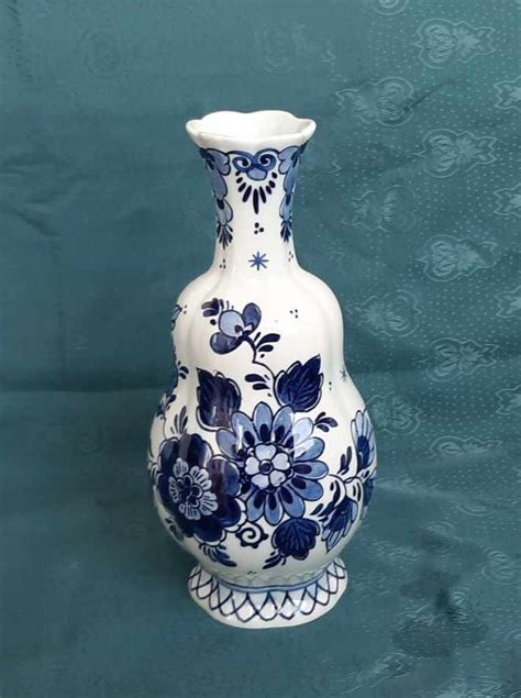 Delft Blue Hand Painted Vase Vintage Delft Blue Vase Retro Holland