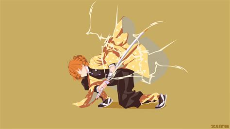 Demon Slayer Zenitsu Agatsuma With Background Of Dark Yellow 4K 5K HD ...