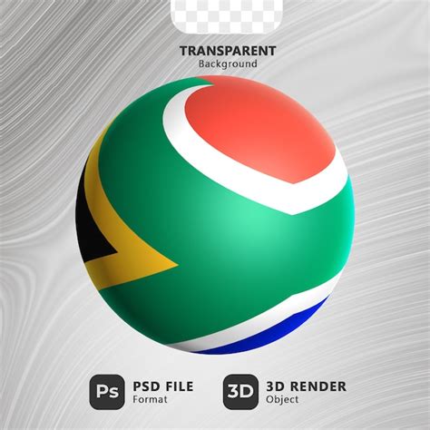 Ilustración de bandera de sudáfrica en forma de esfera 3d con fondo