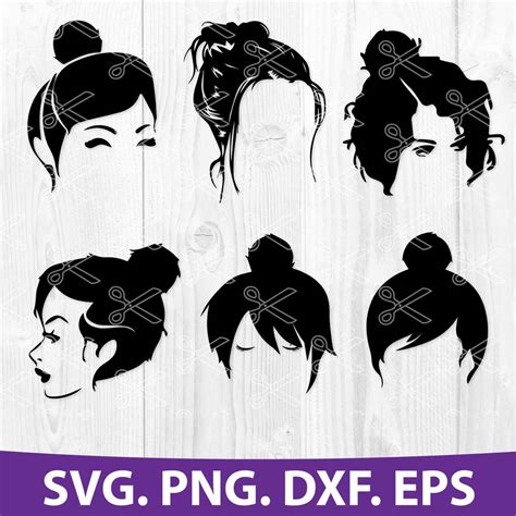 366 Messy Bun Women Svg Free Svg Cut Files