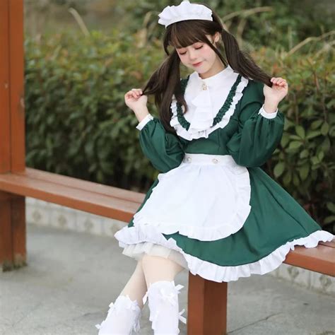 Japanese Anime Maid Cosplay Costumes Women Halloween Apron Maid Role