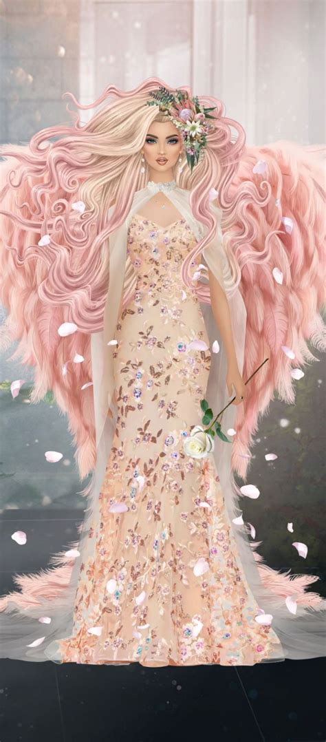 A Woman With Pink Hair And Angel Wings