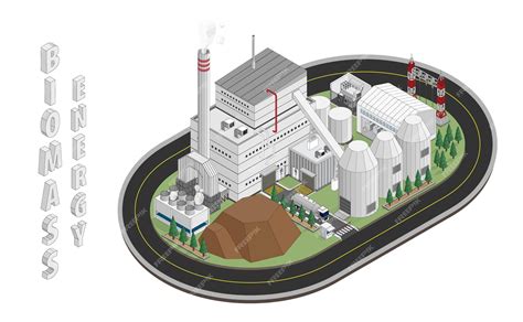 Energia De Biomassa Central Eléctrica De Biomassa Em Gráfico Isométrico