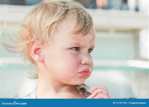 Confused Cute Caucasian Blond Baby Girl Stock Image Image Of Closeup