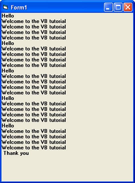 Looping In Visual Basic