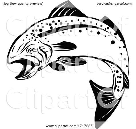 Speckled Trout Spotted Seatrout Or Cynoscion Nebulosus Jumping Up Retro