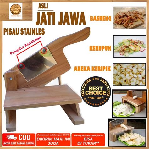 Jual Promo Kayu Jati Alat Pengiris Pemotong Serbaguna Untuk Kerupuk Dan