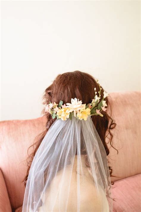 Bohemian Wildflower Bridal Headpiece And Wedding Veil Crown Headpiece