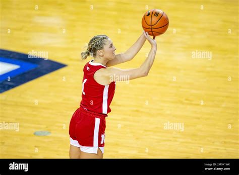 Nebraska Guard Jaz Shelley 1 Makes A Jump Shot Against Creighton During An Ncaa Basketball