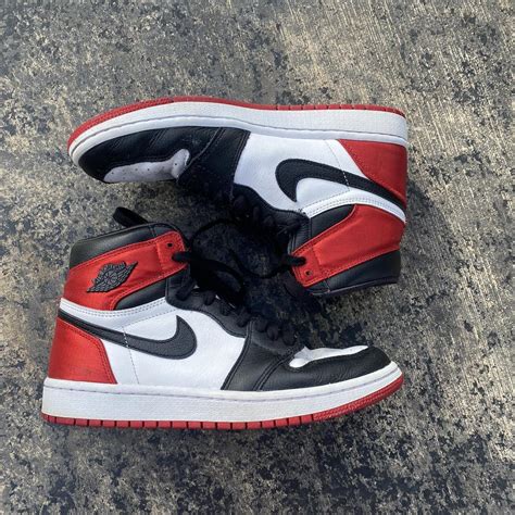 Wmns Air Jordan 1 Retro High ‘satin Black Toe W Depop