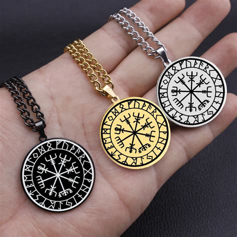 Hlss Lazer Grav R Viking Koruma Runes Vegvisir Pusula T Ls M Siyah