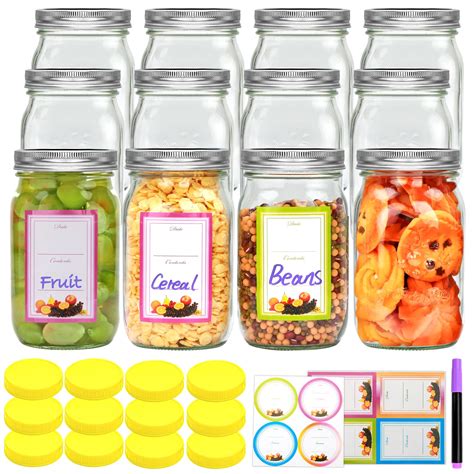 Buy Encheng Wide Mouth Mason Jars 32ozclear Glass Mason Jars With Lids And Bands12 Pack Quart