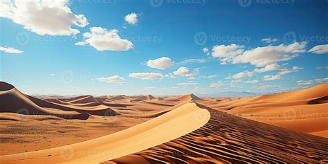 Ai Generated Ai Generative Sunny Orange Yellow Sand Dunes Desert