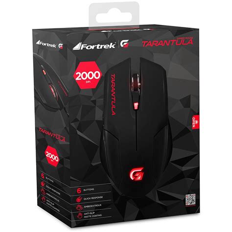 Mouse Gamer Usb Dpi Spider Tarantula Preto Vermelho Om Fortrek